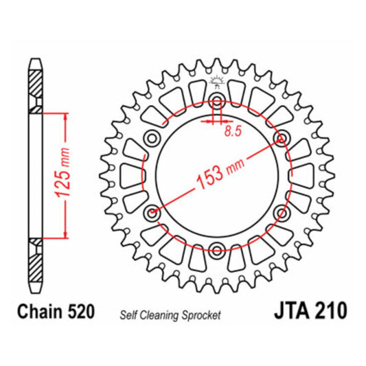 Corona 210 de aluminio con 53 dientes JT