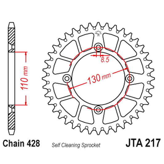Corona de Alumínio 50 Dientes JTA217 JT Sprockets JTA217.50