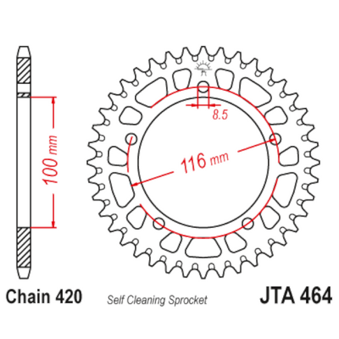 Corona de Alumínio 44 Dientes JTA464 JT Sprockets JTA464.44