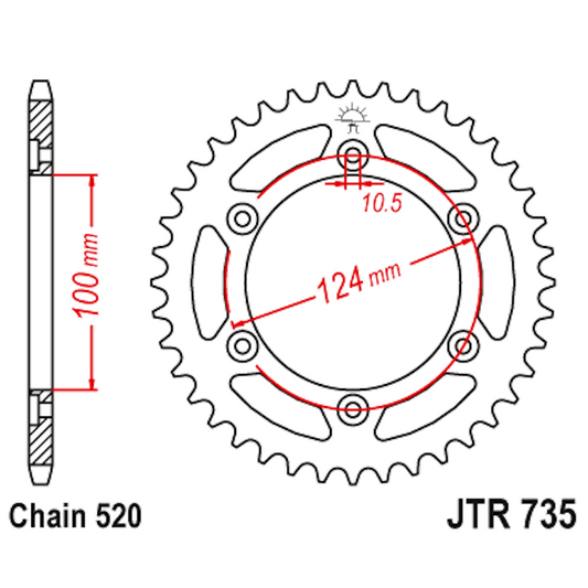 Corona de Alumínio 43 Dientes JTA735 JT Sprockets JTA735.43