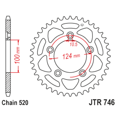 Corona de Alumínio 43 Dientes JTA746 JT Sprockets JTA746.43