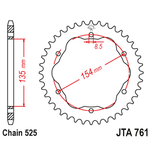 Corona de Alumínio 38 Dientes JTA761 JT Sprockets JTA761.38