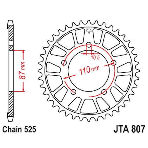 Corona de Alumínio 46 Dientes JTA807 JT Sprockets JTA807.46