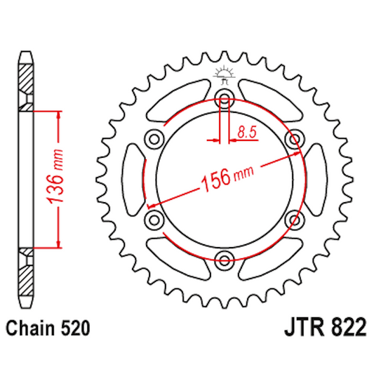 Corona de Alumínio 44 Dientes JTA822 JT Sprockets JTA822.44