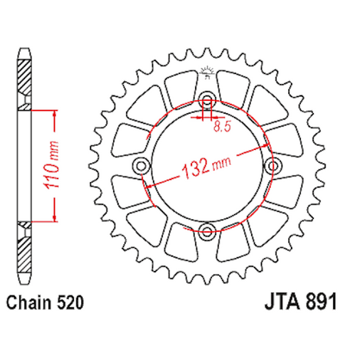 Corona de Alumínio 46 Dientes JTA891 JT Sprockets JTA891.46