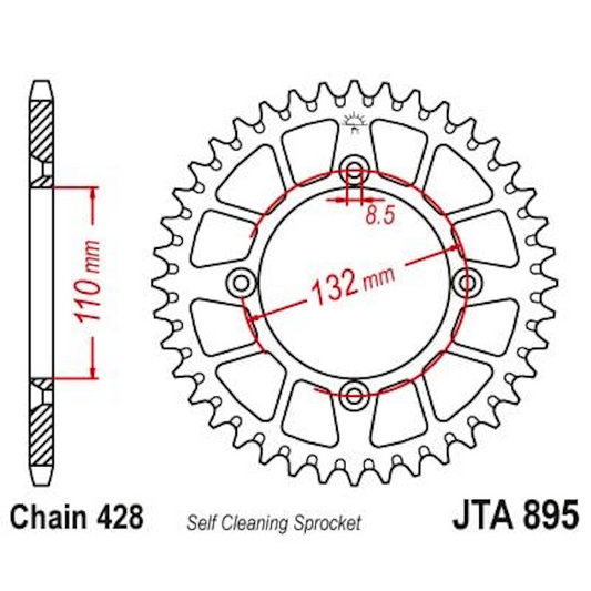 Corona de Alumínio 48 Dientes Naranja JTA895 JT Sprockets JTA895.48ORG