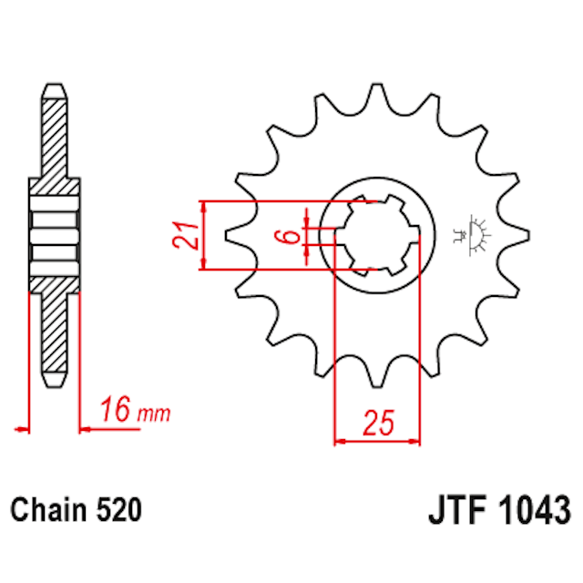 Piñon de Acero 14 Dientes JTF1043 JT Sprockets JTF1043.14