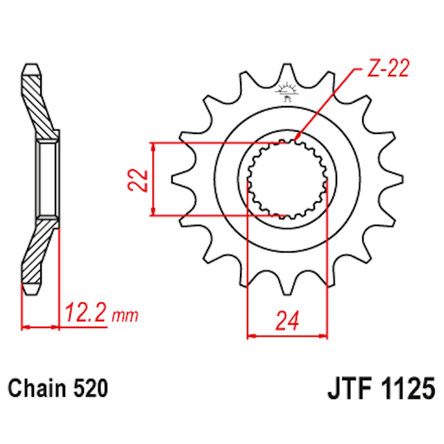 Piñon de Acero 17 Dientes JTF1125 JT Sprockets JTF1125.17