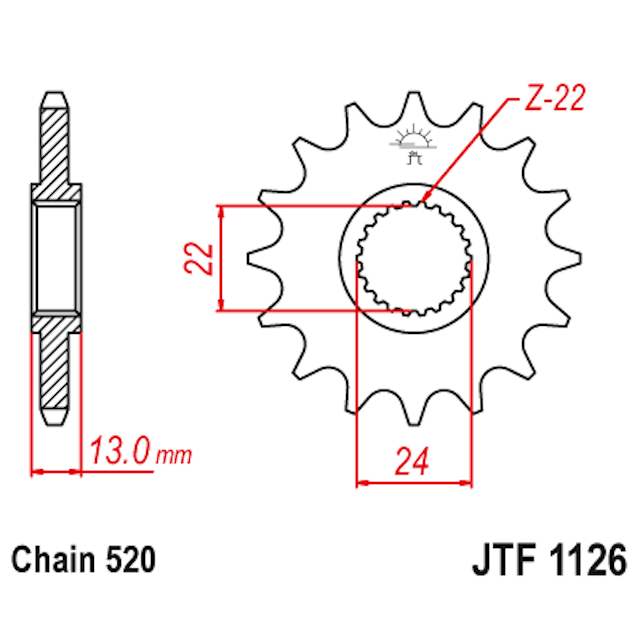 Piñon de Acero 16 Dientes JTF1126 JT Sprockets JTF1126.16