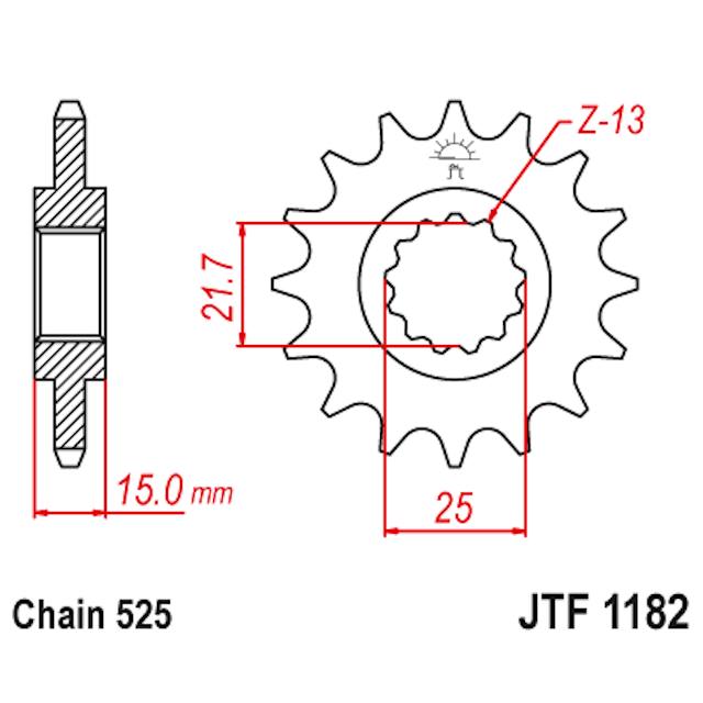 Piñon de Acero 14 Dientes JTF1182 JT Sprockets JTF1182.14