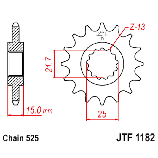 Piñon de Acero 15 Dientes JTF1182 JT Sprockets JTF1182.15