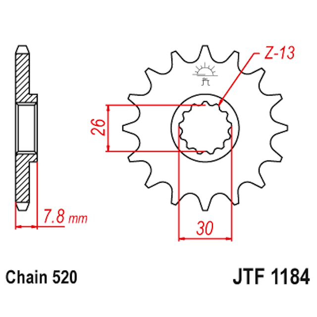 Piñon de Acero 18 Dientes JTF1184 JT Sprockets JTF1184.18