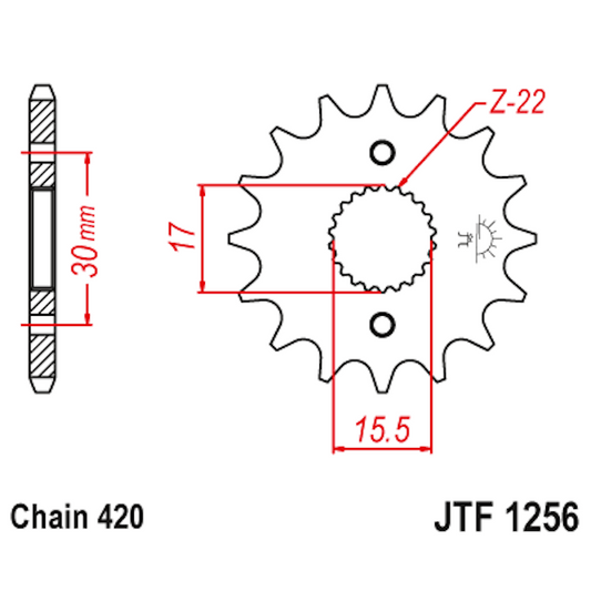 Piñon de Acero 16 Dientes JTF1256 JT Sprockets JTF1256.16
