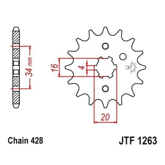 Piñon 14 Dientes XT 125 YBR 125 JT Sprockets JTF1263.14