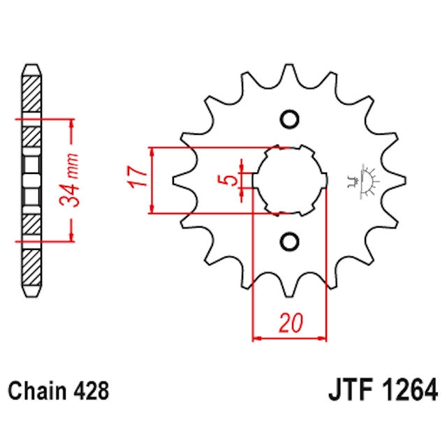 Piñon de Acero 15 Dientes JTF1264 JT Sprockets