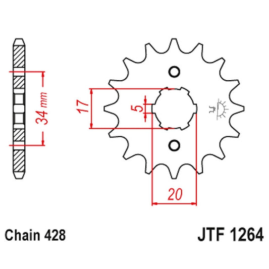 Pinhão de Aço 15 Dentes JTF1264 JT Sprockets