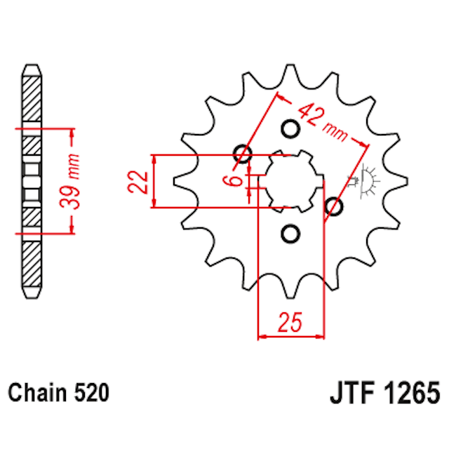 Piñon de Acero 15 Dientes JTF1265 JT Sprockets JTF1265.15