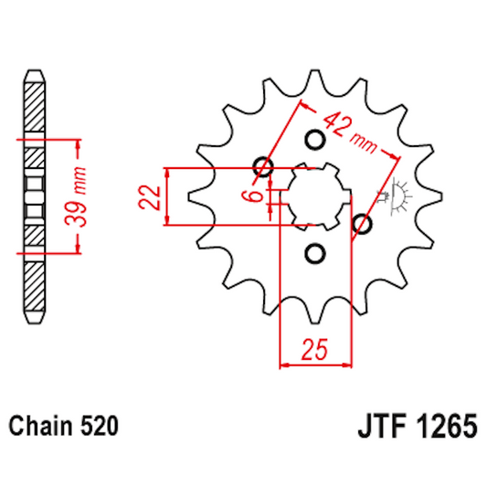 Piñon de Acero 17 Dientes JTF1265 JT Sprockets JTF1265.17