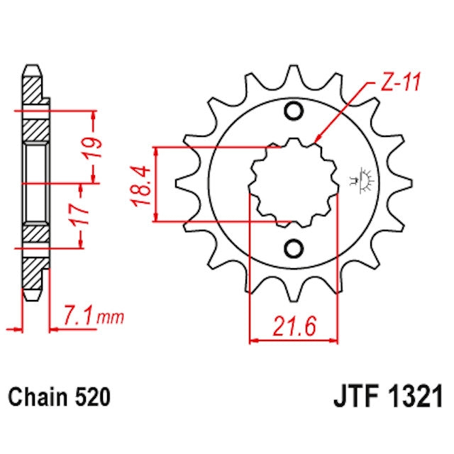 Piñon de acero Honda CRF 250 13-21 Z-14 JT Sprockets JTF1321.14