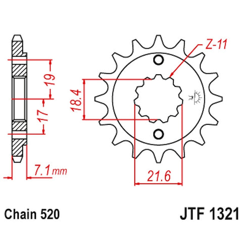 Piñon de acero Honda CRF 250 13-21 Z-14 JT Sprockets JTF1321.14