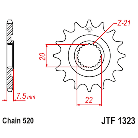 Piñon de acero Honda CR 125 04-07 / Honda CRF 250 R 04-17 Z-12 JT Sprockets JTF1323.12