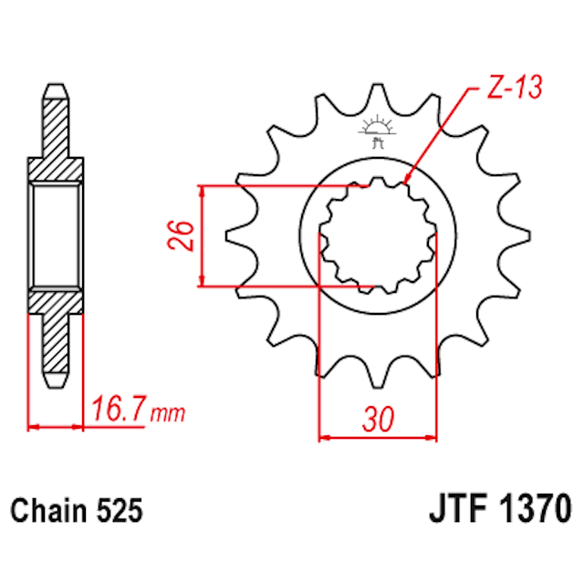 Piñon de Acero 14 Dientes JTF1370 JT Sprockets JTF1370.14