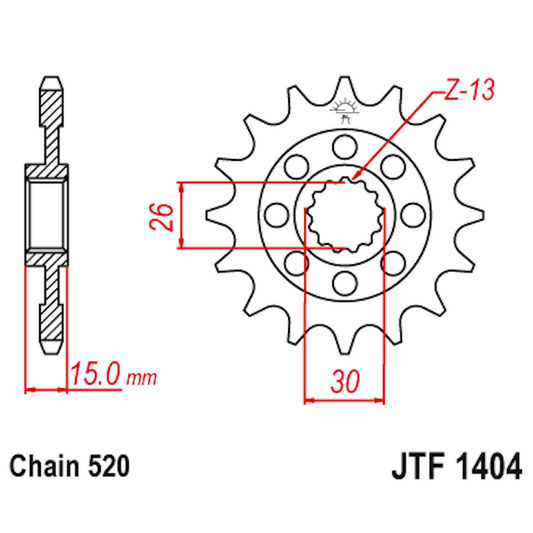 Piñon de Acero 16 Dientes JTF1404 JT Sprockets JTF1404.16