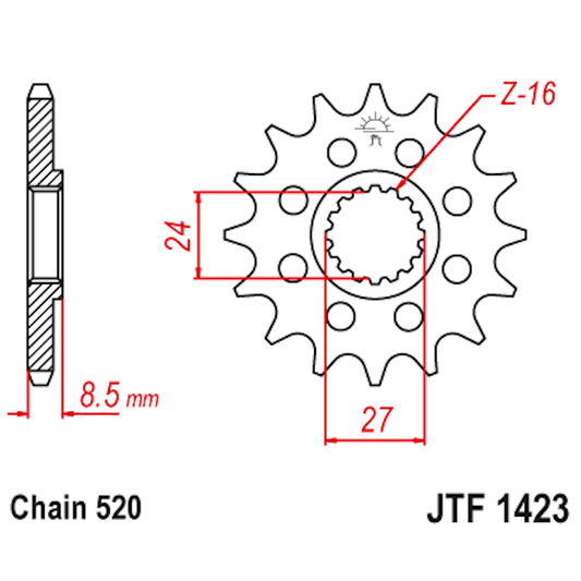 Piñon de Acero 17 Dientes JTF1423 JT Sprockets JTF1423.17