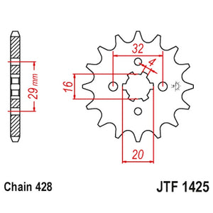 Piñon de Acero 14 Dientes JTF1425 JT Sprockets JTF1425.14