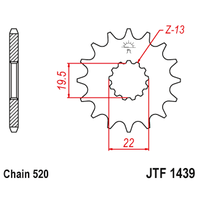 Piñon de Acero 14 Dientes JTF1439 JT Sprockets JTF1439.14