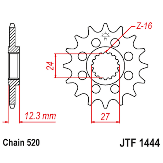 Piñon de Acero 16 Dientes JTF1444 JT Sprockets JTF1444.16