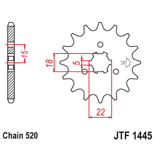 Piñon de acero Kawasaki KX 125 1994-08 Z-14 JT Sprockets JTF1445.14