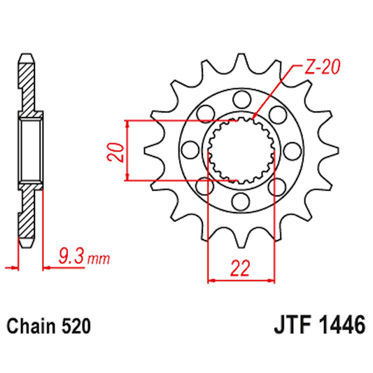 Piñon de acero Kawasaki KXF 250 4T 2006-20 Z-13 JT Sprockets JTF1446.13