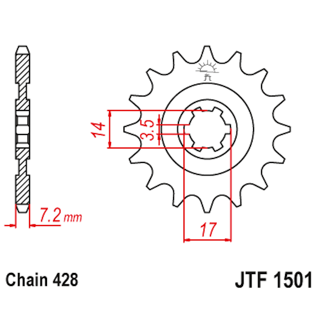 Piñon de Acero 12 Dientes JTF1501 JT Sprockets