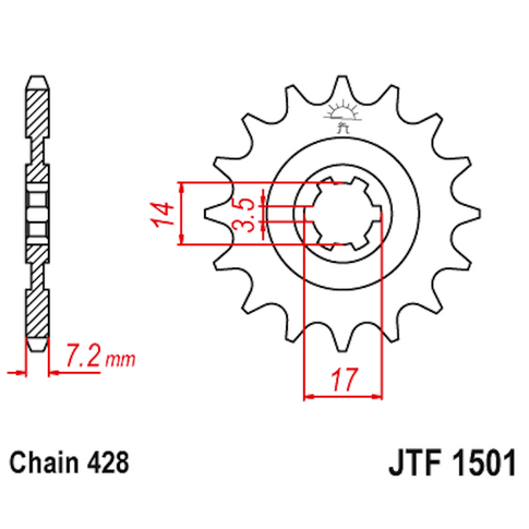 Piñon de Acero 14 Dientes JTF1501 JT Sprockets JTF1501.14
