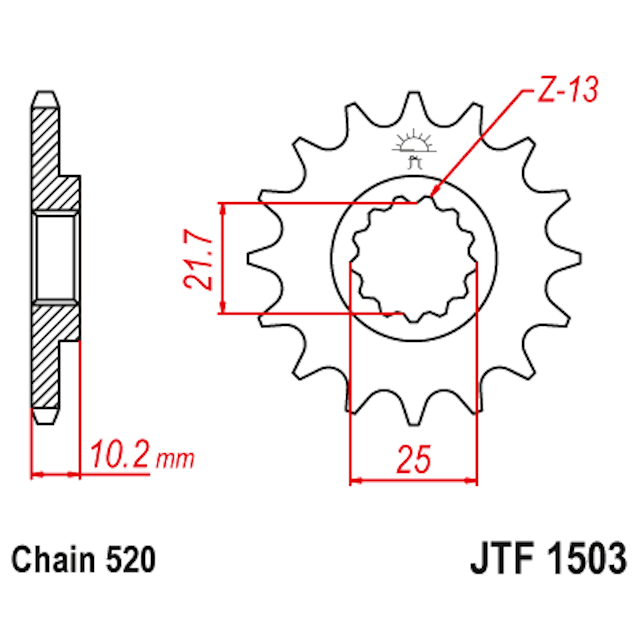 Piñon de Acero 13 Dientes JTF1503 JT Sprockets JTF1503.13