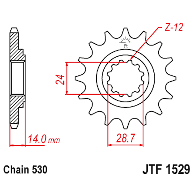 Piñon de Acero 16 Dientes JTF1529 JT Sprockets JTF1529.16