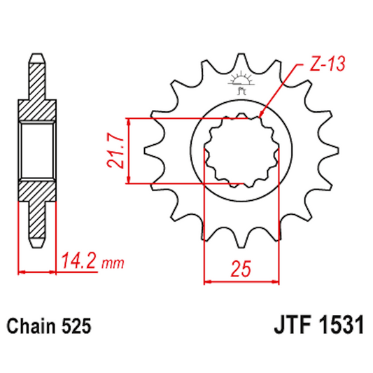 Piñon de Acero 15 Dientes JTF1531 JT Sprockets JTF1531.15