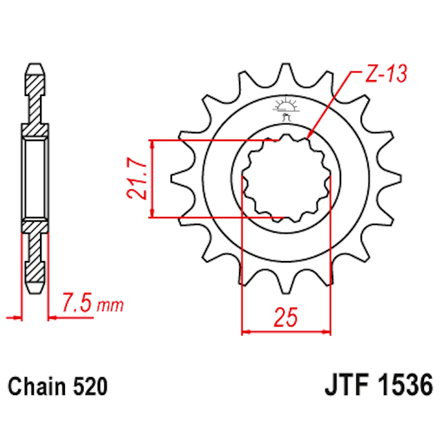 Piñon de Acero 16 Dientes JTF1536 JT Sprockets JTF1536.16