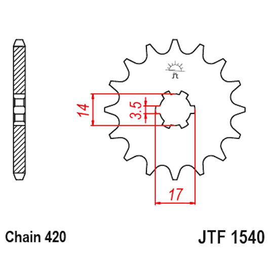 Piñon de Acero 14 Dientes JTF1540 JT Sprockets JTF1540.14