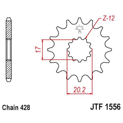 Piñon de Acero 12 Dientes JTF1556 JT Sprockets JTF1556.12