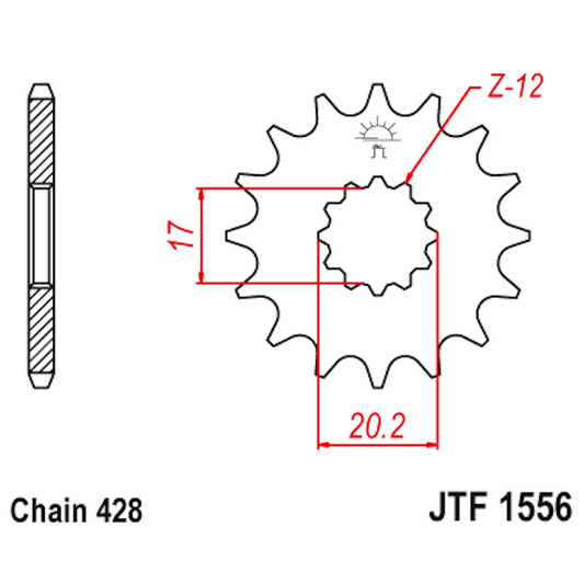 Piñon de Acero 12 Dientes JTF1556 JT Sprockets JTF1556.12