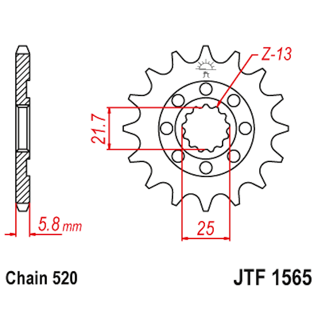 Piñon de acero Kawasaki KXF 450 2006-20 Z-12 JT Sprockets JTF1565.12