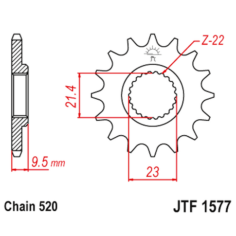 Piñon de Acero 15 Dientes JTF1577 JT Sprockets JTF1577.15