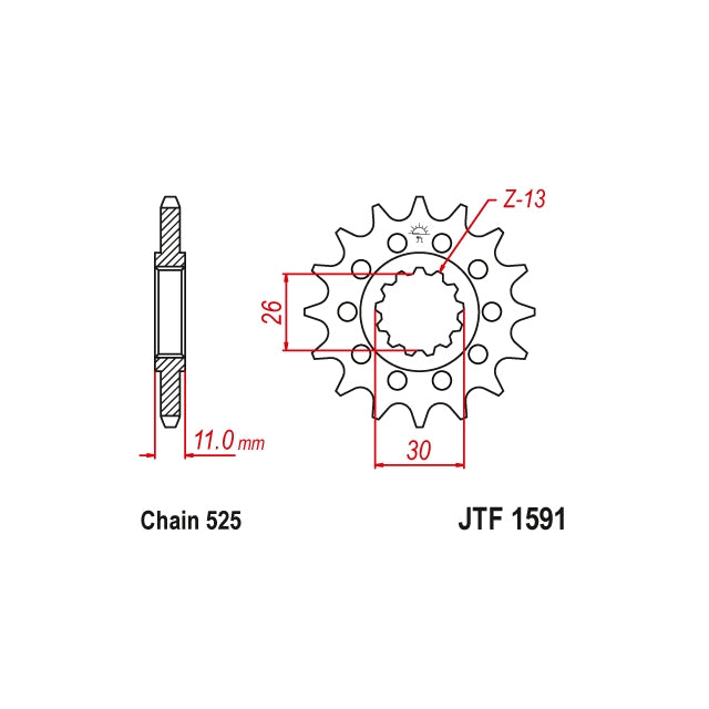 Piñón con goma JTF1591 de acero con 16 dientes JT Sprockets