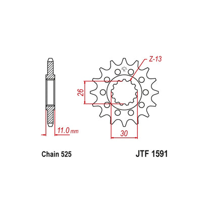 Piñón con goma JTF1591 de acero con 16 dientes JT Sprockets