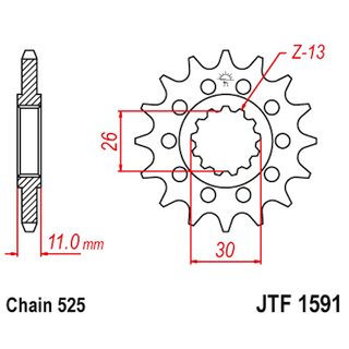 Pinhão de Aço 16 Dentes JTF1591 JT Sprockets