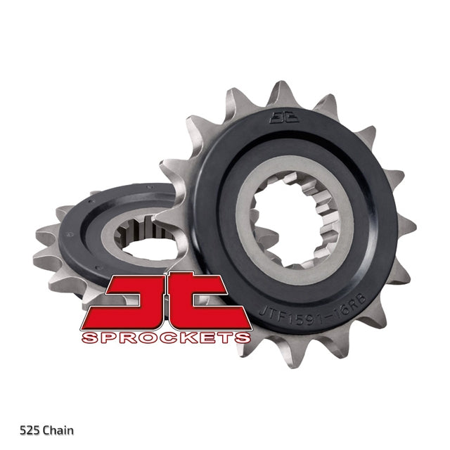 Piñón con goma JTF1591 de acero con 16 dientes JT Sprockets JTF1591.16RB