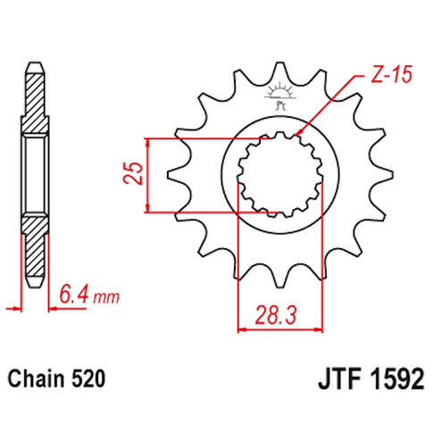 Piñon de Acero 13 Dientes JTF1592 JT Sprockets JTF1592.13