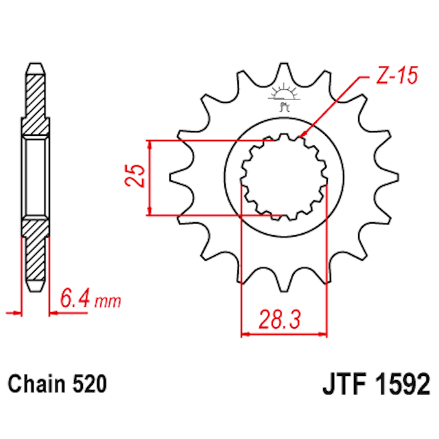 Piñon de Acero 14 Dientes JTF1592 JT Sprockets JTF1592.14